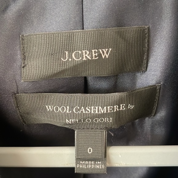 J. Crew Nello Gori Wool Cashmere Navy Bluee double breasted pea coat sz 0 - Picture 5 of 12